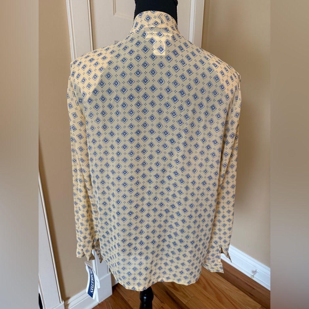 PENDLETON Provence Women’s Sz 10 Yellow Geometric V-neck Long Sleeves Blouse NWT - Picture 4 of 13